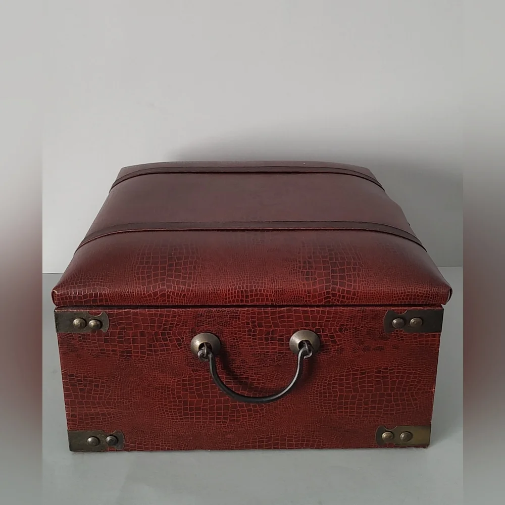 Vintage Decorative Storage Padded Vinyl  Storage Heavy Box Excellent Condition